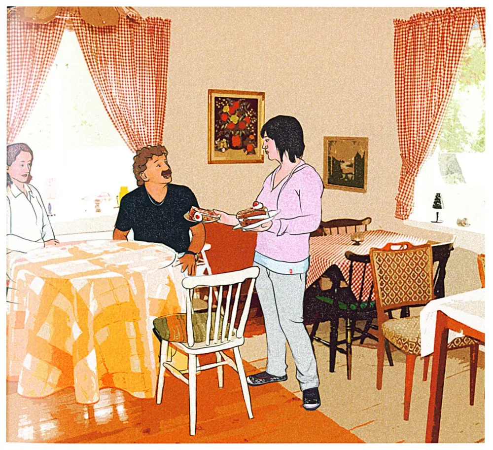 لئو و گیزلا در کافه.